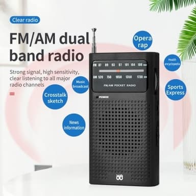 Fullkanals tobåndsradio FM/AM bærbar radio, batteridrevet