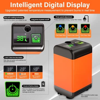 7800mAh Camping elektrisk dusj med smart temperaturovervåking+3 spraymoduser