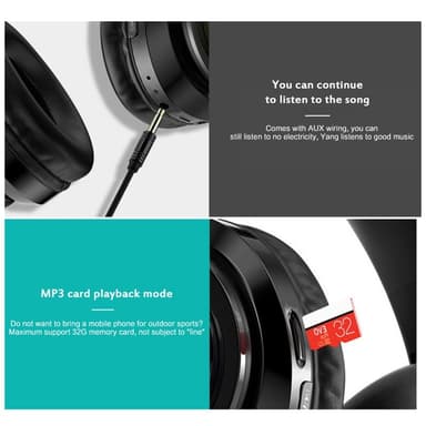 Hifi Trådløs On-Ear Hodesett Bluetooth Hodetelefoner - Svart+blått