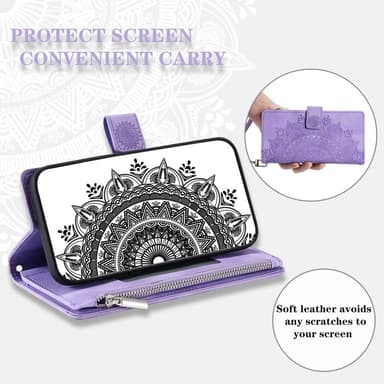 For Samsung Galaxy A56 Lommebok Deksel Shell Mandala Blomstermønster - Lilla