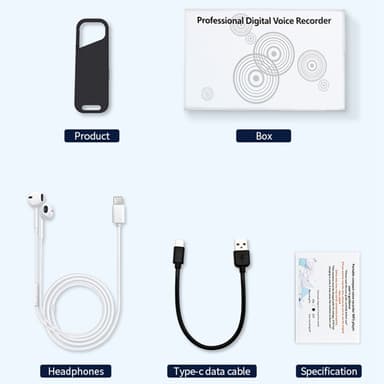 32 GB støyreduksjon Digital lydstemmeopptaker MP3-spiller Stemmeopptaker med kablede hodetelefoner