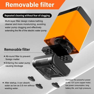 7800mAh Camping elektrisk dusj med smart temperaturovervåking+3 spraymoduser