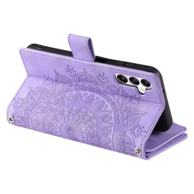 For Samsung Galaxy A56 Lommebok Deksel Shell Mandala Blomstermønster - Lilla