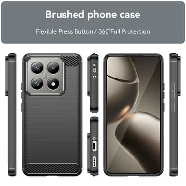 For Xiaomi 14T / 14T Pro Deksel TPU Karbonfibertekstur Cover - Svart
