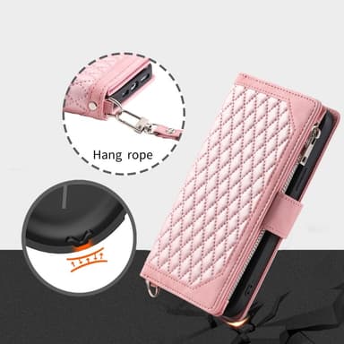 Til Xiaomi Redmi 14C Lommebok-deksel med glidelås Rhombus Stitching Line Telefonveske