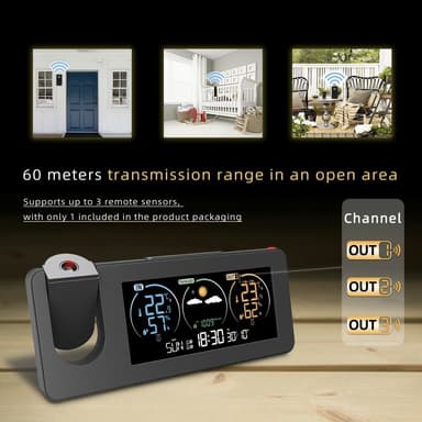 Projeksjonsklokke Kalender Værstasjon Digital alarm temperatur/fuktighetssensor