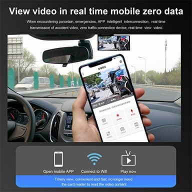 2K Ultra HD WiFi nattsyn foran og bak bil Dash Cam med parkeringsmonitor