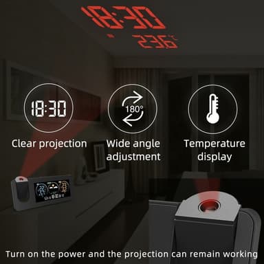 Projeksjonsklokke Kalender Værstasjon Digital alarm temperatur/fuktighetssensor