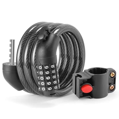 Sykkellås Lås Kabel 5-sifret kombinasjonsfeste - sort