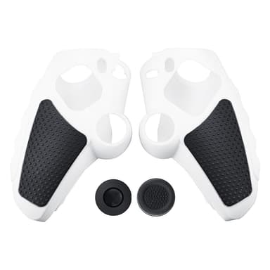 Playstation 5 / PS5 Silikon Hud Deksel Veske Anti-skli beskyttelse + Joystick Caps - Hvit