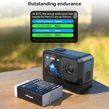 Batteri AMAGISN til GoPro Hero 12/11/10/9 3.85V 1800mAh oppladbar Li-Ion