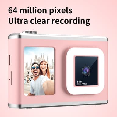 2,4"" skjerm med dobbel linse videoopptak CCD digitalkamera med 32 GB kort + leser - rosa