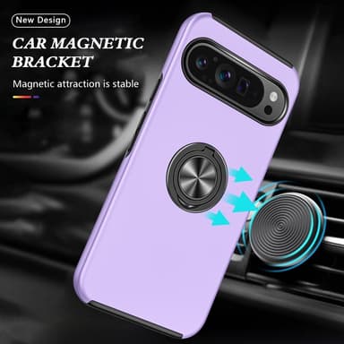 For Pixel 9/Pixel 9 Pro Hybrid Deksel med Fingerring - Lilla