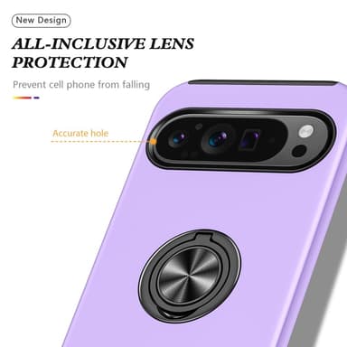 For Pixel 9/Pixel 9 Pro Hybrid Deksel med Fingerring - Lilla