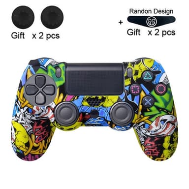 Deksel til Sony PlayStation 4 Pro Slim PS4 Anti-Slip Silikonhuddeksel - Skull Graffiti