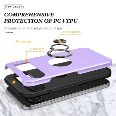 For Pixel 9/Pixel 9 Pro Hybrid Deksel med Fingerring - Lilla