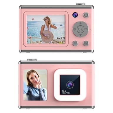 2,4"" skjerm med dobbel linse videoopptak CCD digitalkamera med 32 GB kort + leser - rosa