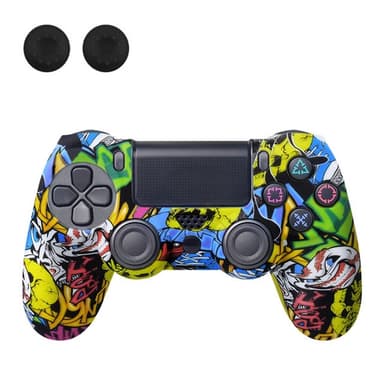Deksel til Sony PlayStation 4 Pro Slim PS4 Anti-Slip Silikonhuddeksel - Skull Graffiti