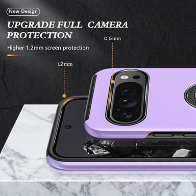 For Pixel 9/Pixel 9 Pro Hybrid Deksel med Fingerring - Lilla