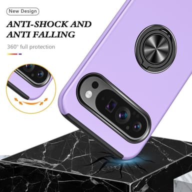 For Pixel 9/Pixel 9 Pro Hybrid Deksel med Fingerring - Lilla