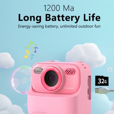2,4-tommers skjerm Instant HD Dual Lens oppladbart kamera med 32 GB minnekort