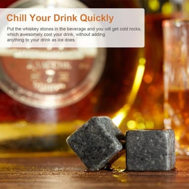 9 PCS Whisky Stones Sett Treboks Chilling Rocks Gjenbrukbare isbiter
