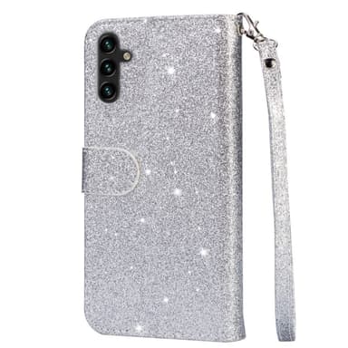 For Samsung Galaxy A56 5G Stående Glitterdeksel med Glidelåslomme - Sølv