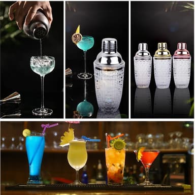 385 ml Cocktail Shaker vevd teksturglass+lokk rustfritt stålkopp