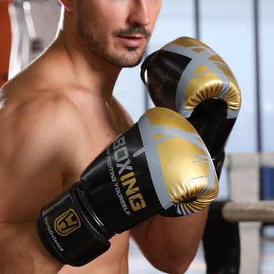 WOSWEIR 1 par 12oz boksehansker kickboxing trening for voksne - svart/gull