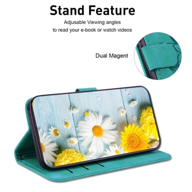 Til Xiaomi Redmi 14C Veske Stativ Lommebokveske Blomstermønster - Grønn