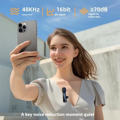 Trådløs Lavalier Mikrofon Støyreduksjon 1 sender + 1 mottaker - USB-C-kontakt