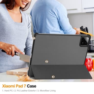 Slim Fit Dekselveske til Xiaomi Pad 7 Auto Wake/Sleep - Grå