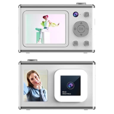 2,4"" skjerm med dobbel linse videoopptak CCD digitalkamera med 32 GB kort + leser - Hvit