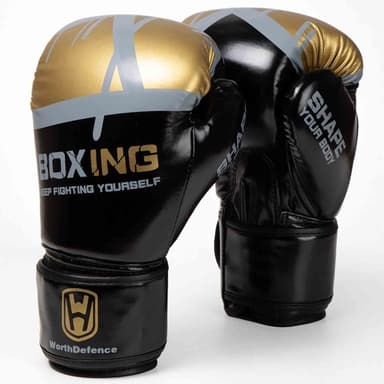 WOSWEIR 1 par 12oz boksehansker kickboxing trening for voksne - svart/gull