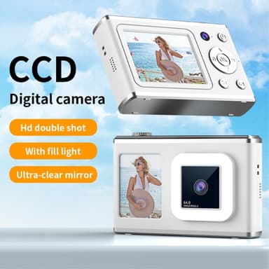 2,4"" skjerm med dobbel linse videoopptak CCD digitalkamera med 32 GB kort + leser - Hvit