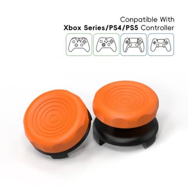 2 stk Tommelgrep Fingergrep for Sony PlayStation 5 / 4 Joystick Silikon - oransje