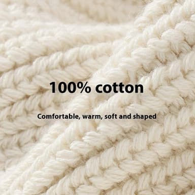 GOLOVEJOY bomullsstrikket vintervarm lue elastisk strikket berethette - beige