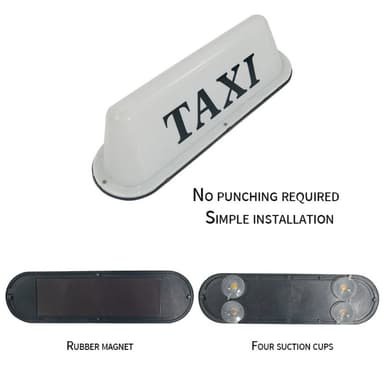12V Universal Taxi Taklampe PP Tak LED Lampe - Hvit/Gummi Magnet