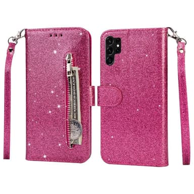 For Samsung Galaxy S25 Ultra Stående Glitterdeksel med Glidelåslomme