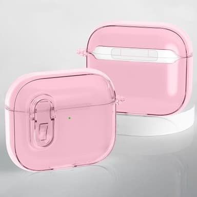 For AirPods 4 Hodetelefonveske Snap Switch Ice Crystal Clear Case - Gjennomsiktig Rosa