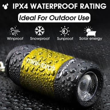 IPX4 Vanntett Mini Oppladbar LED 25 Lumen lommelykt - Svart