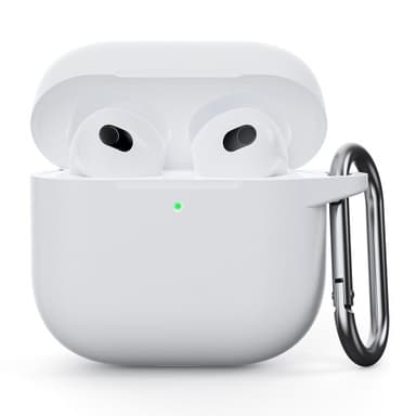 For AirPods 4 silikonetui integrert Bluetooth-hodetelefondeksel med krok - hvit
