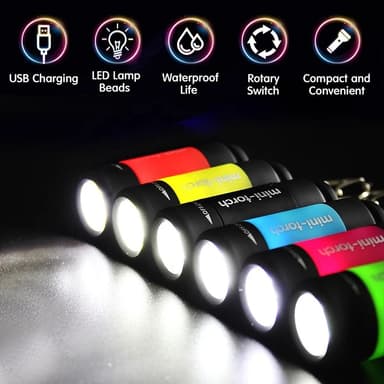 IPX4 Vanntett Mini Oppladbar LED 25 Lumen lommelykt - Svart