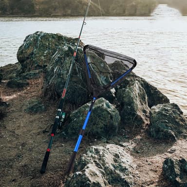 230 cm 3-delt sammenleggbart trekantfiskenettslange Fiskekrok Landingsnett med bøtte