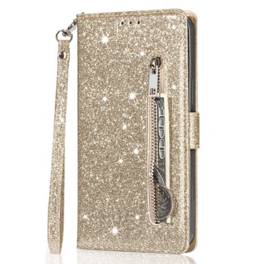 For Samsung Galaxy S25 Ultra Stående Glitterdeksel med Glidelåslomme