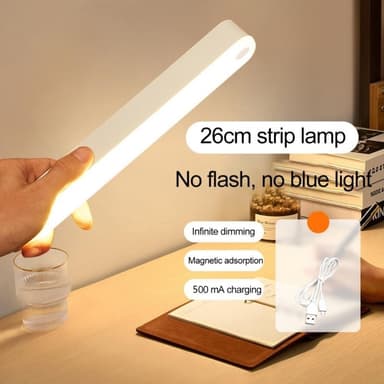 26cm oppladbar bevegelsessensor LED nattlys magnetisk lysstang gult lys