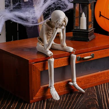 Halloween-skjelettfigur Uhyggelig hodeskalledekorasjonsfest Hjemsøkt hus - Se ingen ondskap