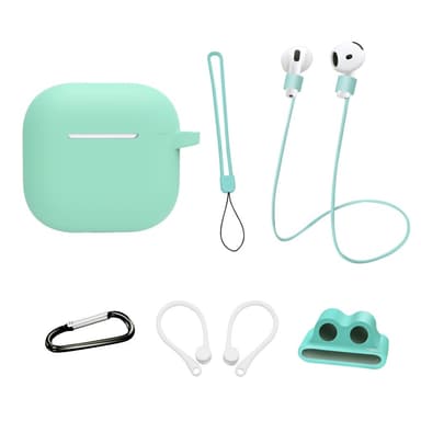 For AirPods 4 6 i 1 tilbehør Veske Stroppholder Ørekroker Halsstropp Nøkkelring - Mynte