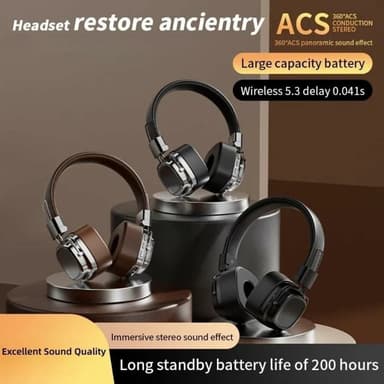 Bluetooth HiFi Sound Over Ear Hodetelefoner Støyreduksjon Trådløst Headset - Sølv+svart