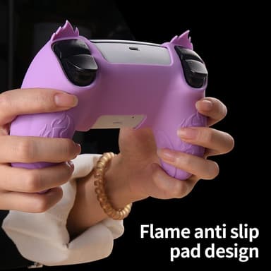 Playstation 5 / PS5 Silikon Skin Cover Case Anti-Slip Protection Flame Design - Rosa